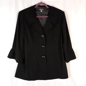 Giorgio Sant'Angelo Black Crepe Jacket 16 Rosette Origami Trim Sleeves